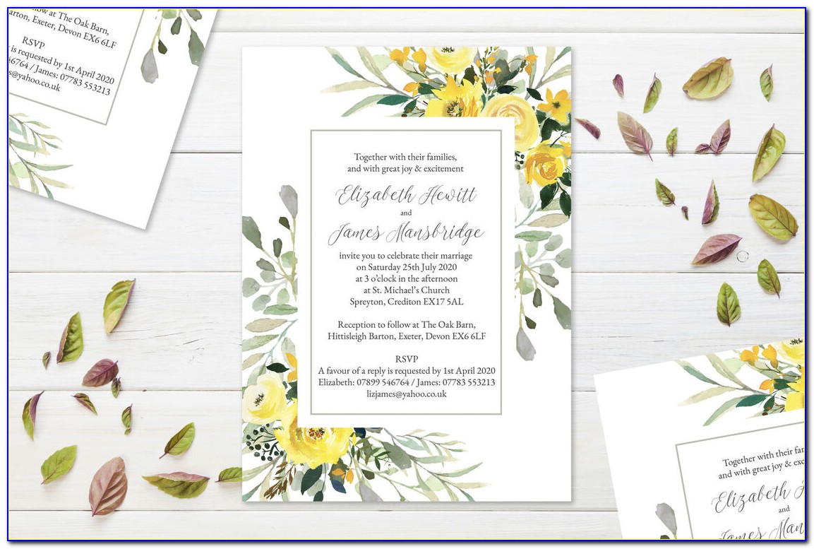 Yellow Grey Wedding Invitations