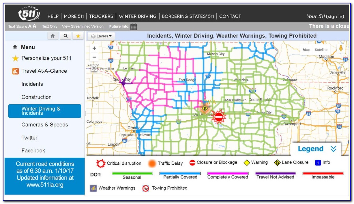 511 Ia Road Conditions Map