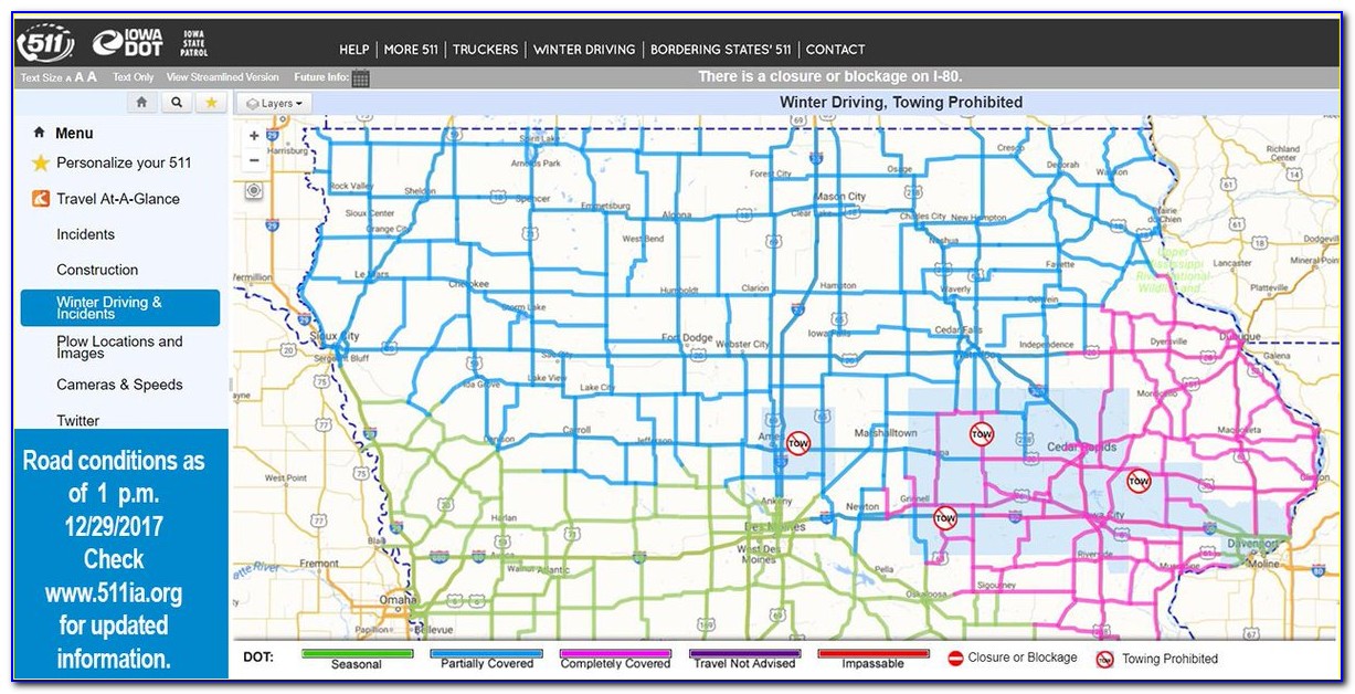 511 Iowa Road Conditions Map