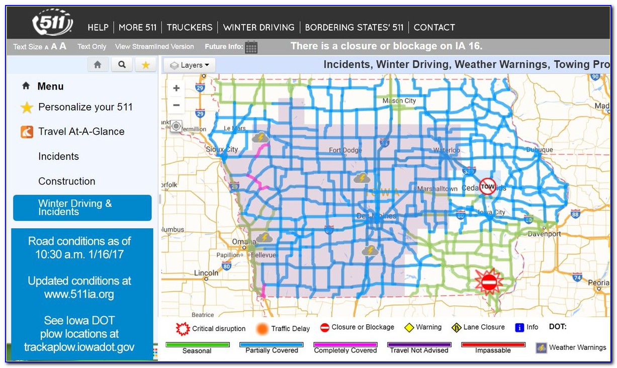 511 Iowa Winter Road Conditions Map