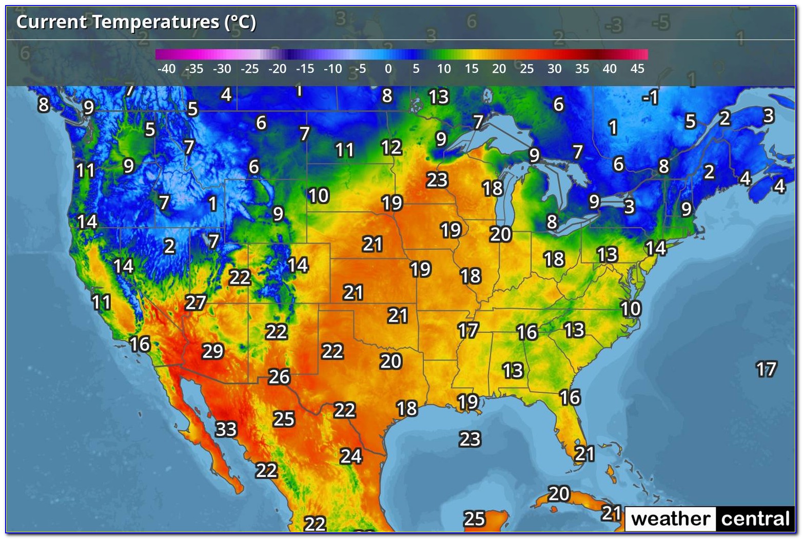 America Weather Map Temperature