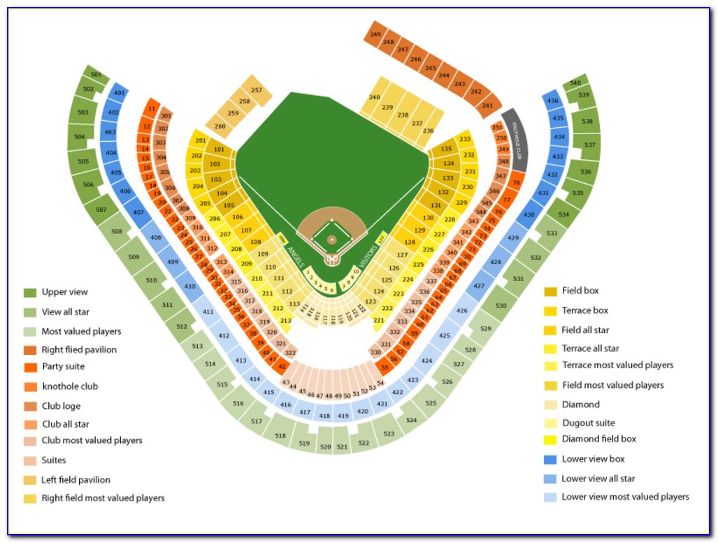 Anaheim Angels Stadium Seating Map