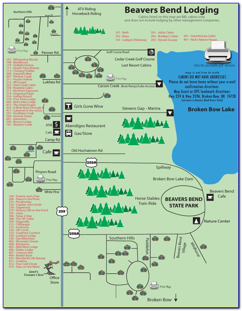 Beavers Bend State Park Map Acorn