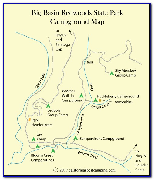 Big Basin Redwoods State Park Hiking Map
