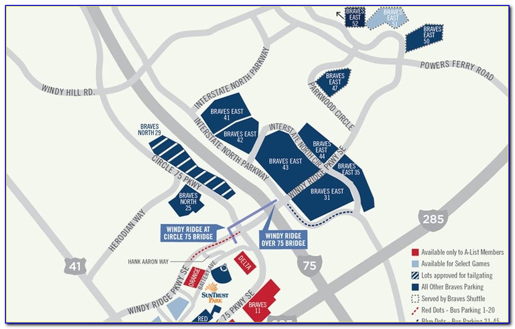 Braves Parking Lot Map