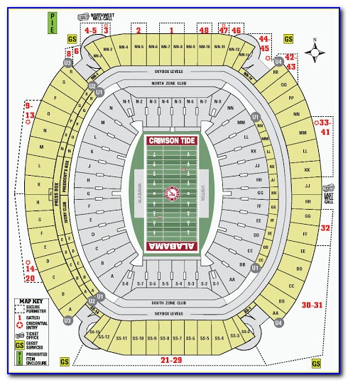 Bryant Denny Stadium Map Gates