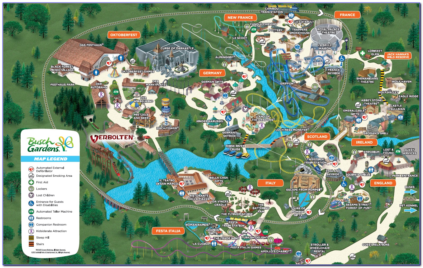 Busch Gardens Map Va