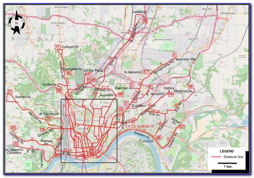 Cincinnati Historic Streetcar Map