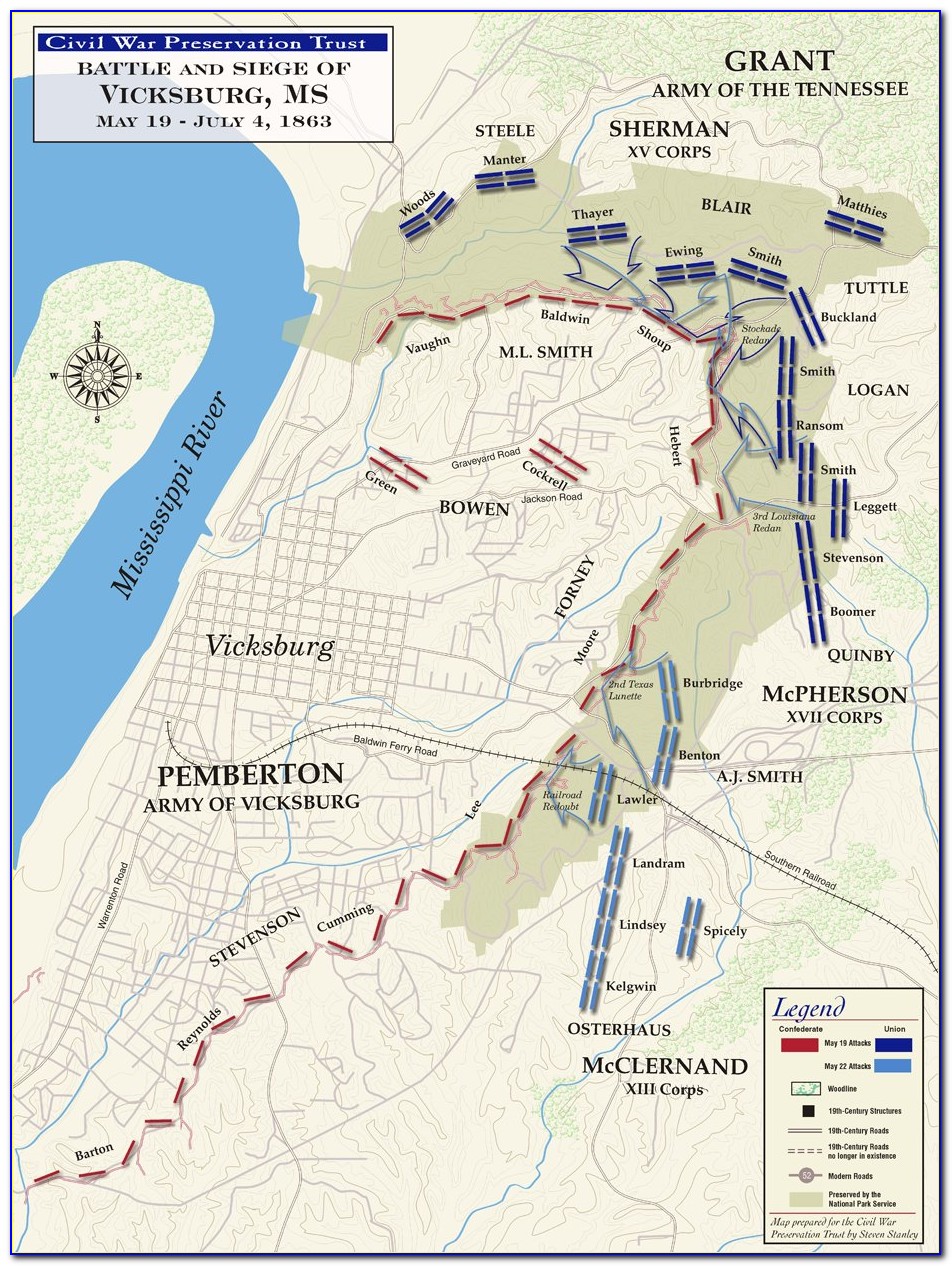 Civil War Battle Of Vicksburg Map