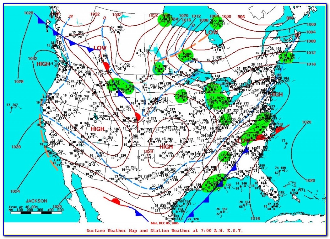 Classic Weather Map With Fronts