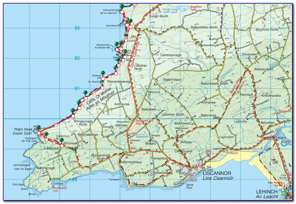 Cliffs Of Moher Walking Trail Map