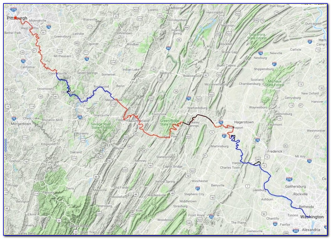 C&o Canal Camping Map