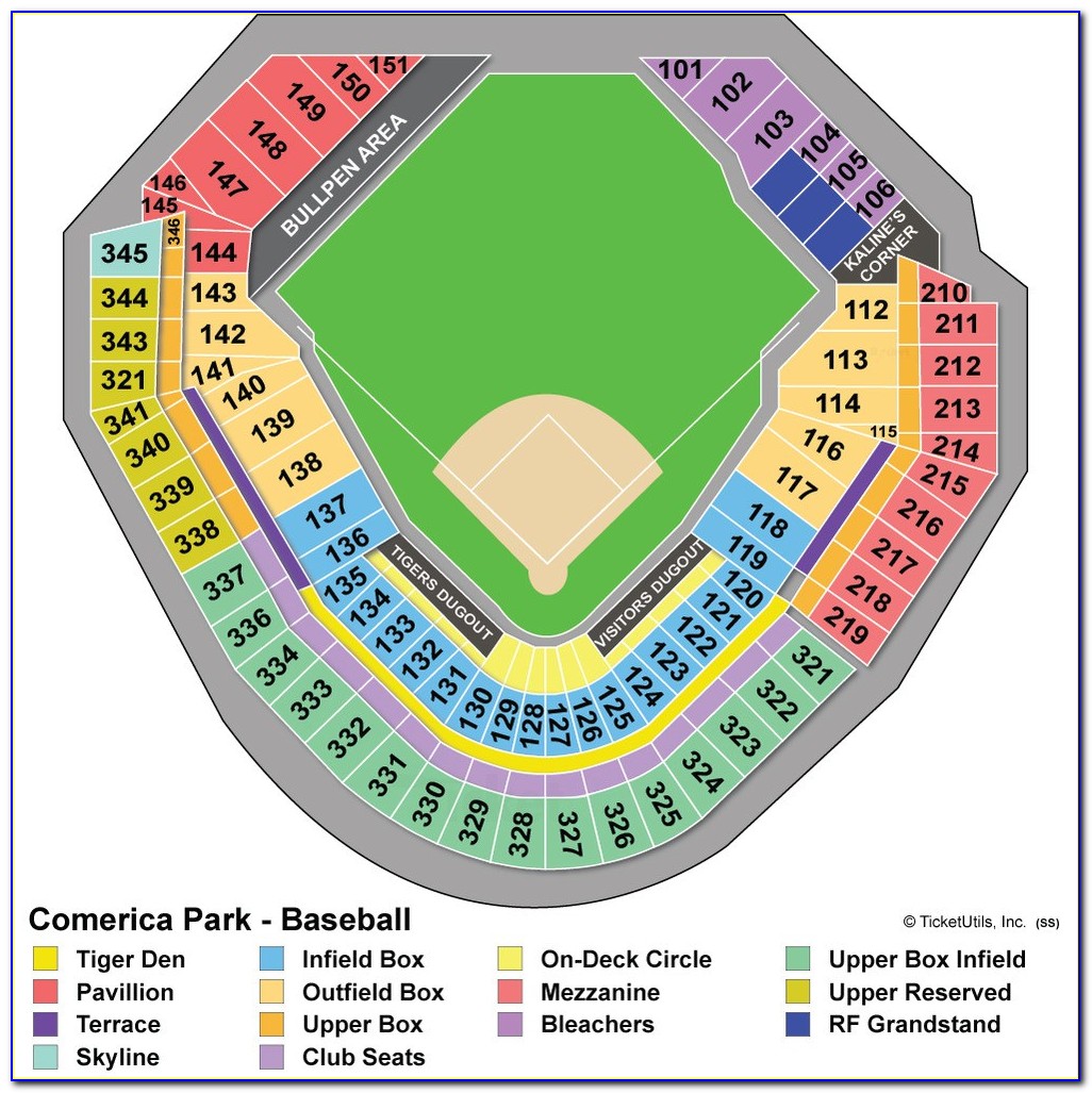 Comerica Park Seating Map With Rows