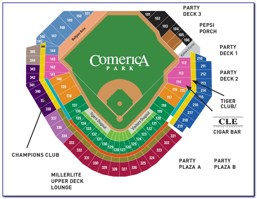 Comerica Park Stadium Map