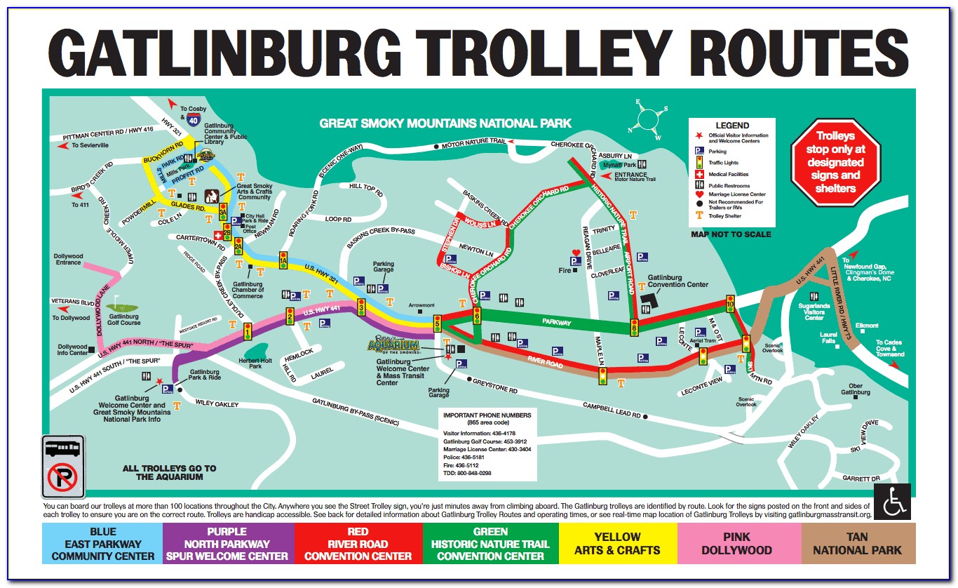 Downtown Gatlinburg Trolley Map