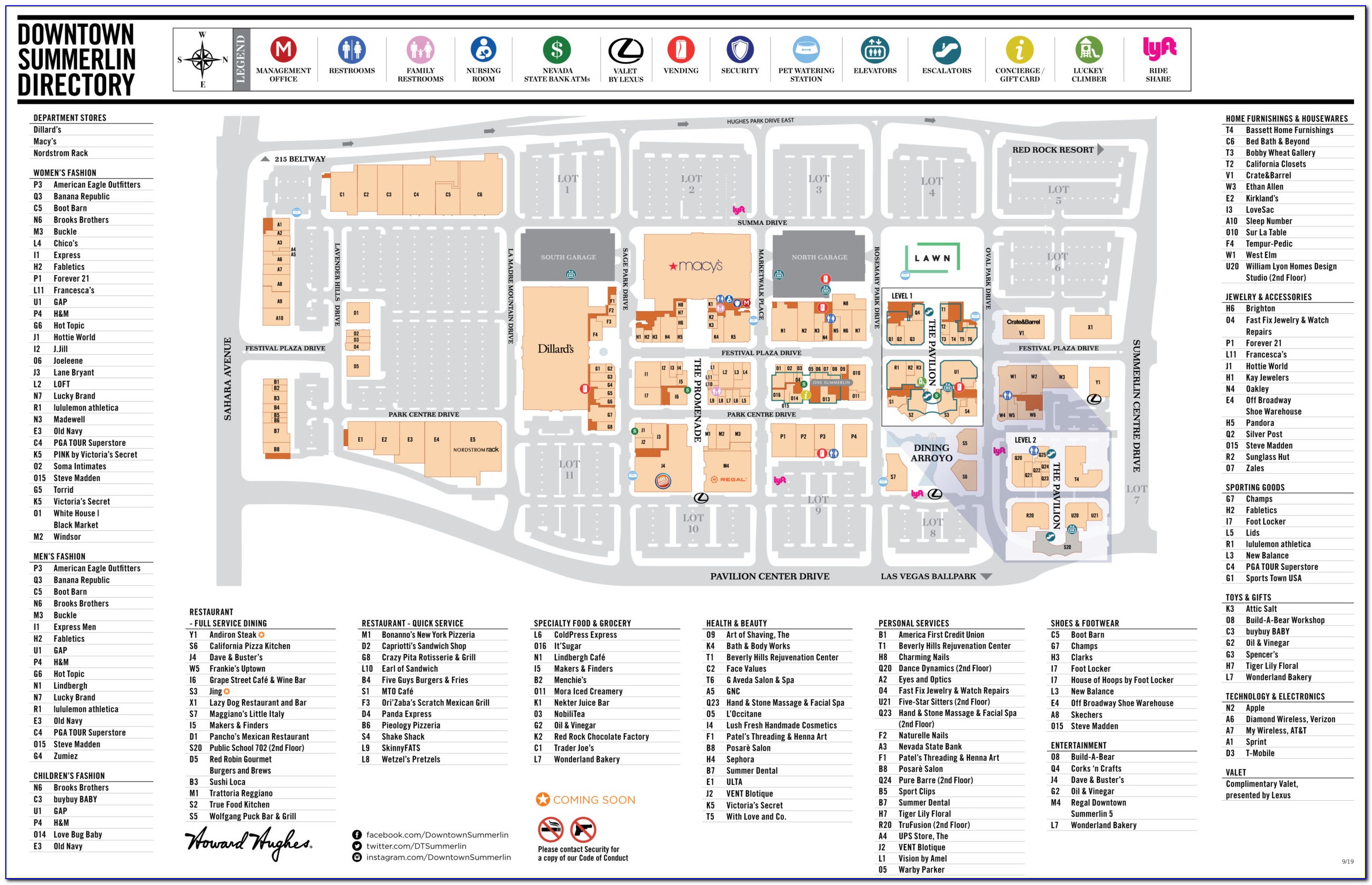 Downtown Summerlin Restaurants Map