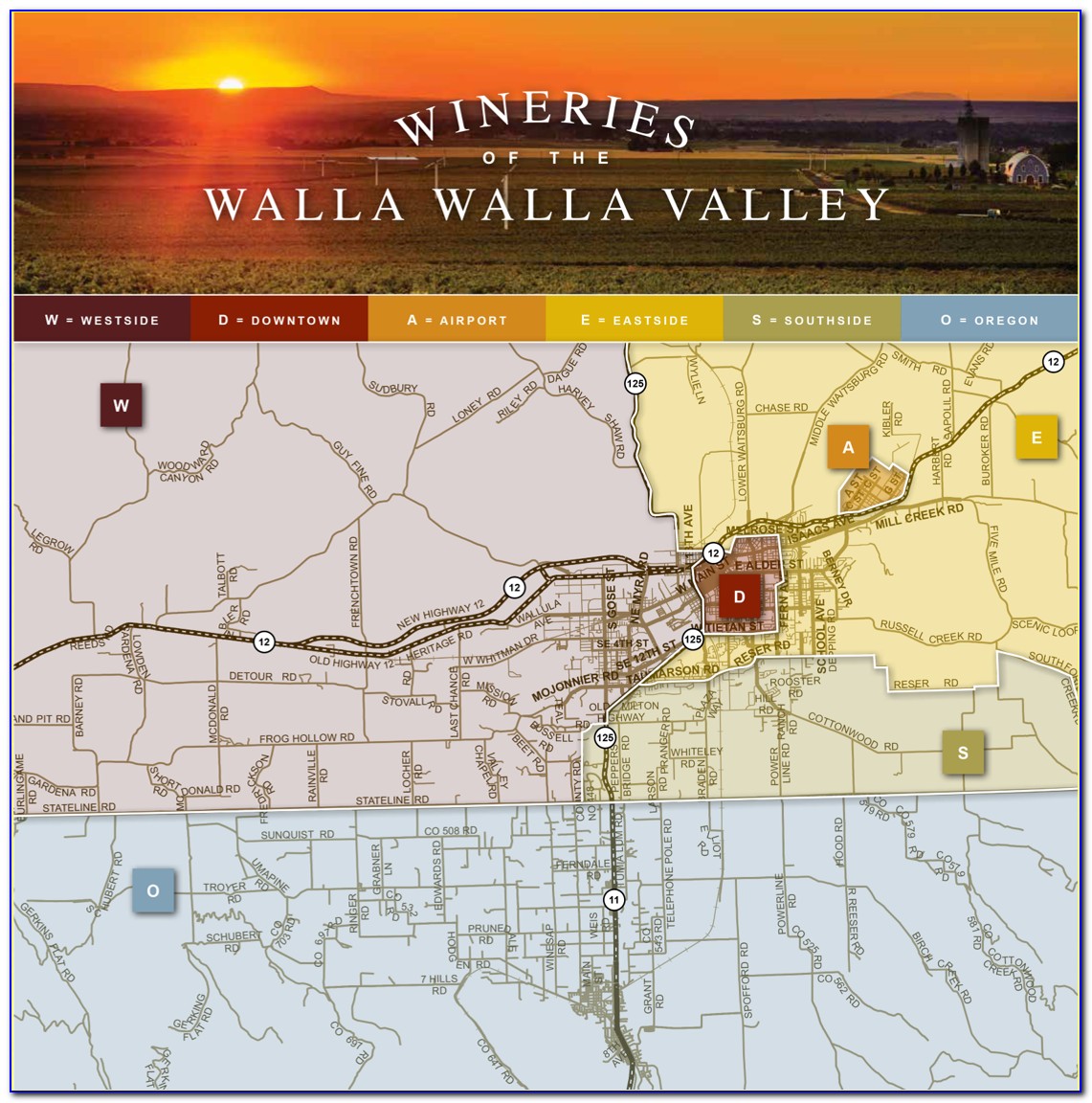 Downtown Walla Walla Winery Map
