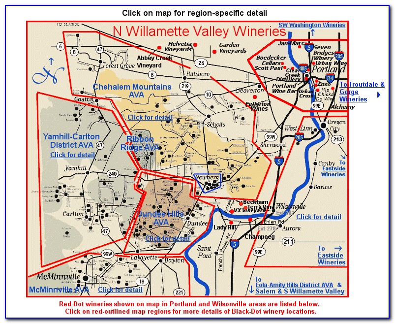 Eugene Oregon Wineries Map