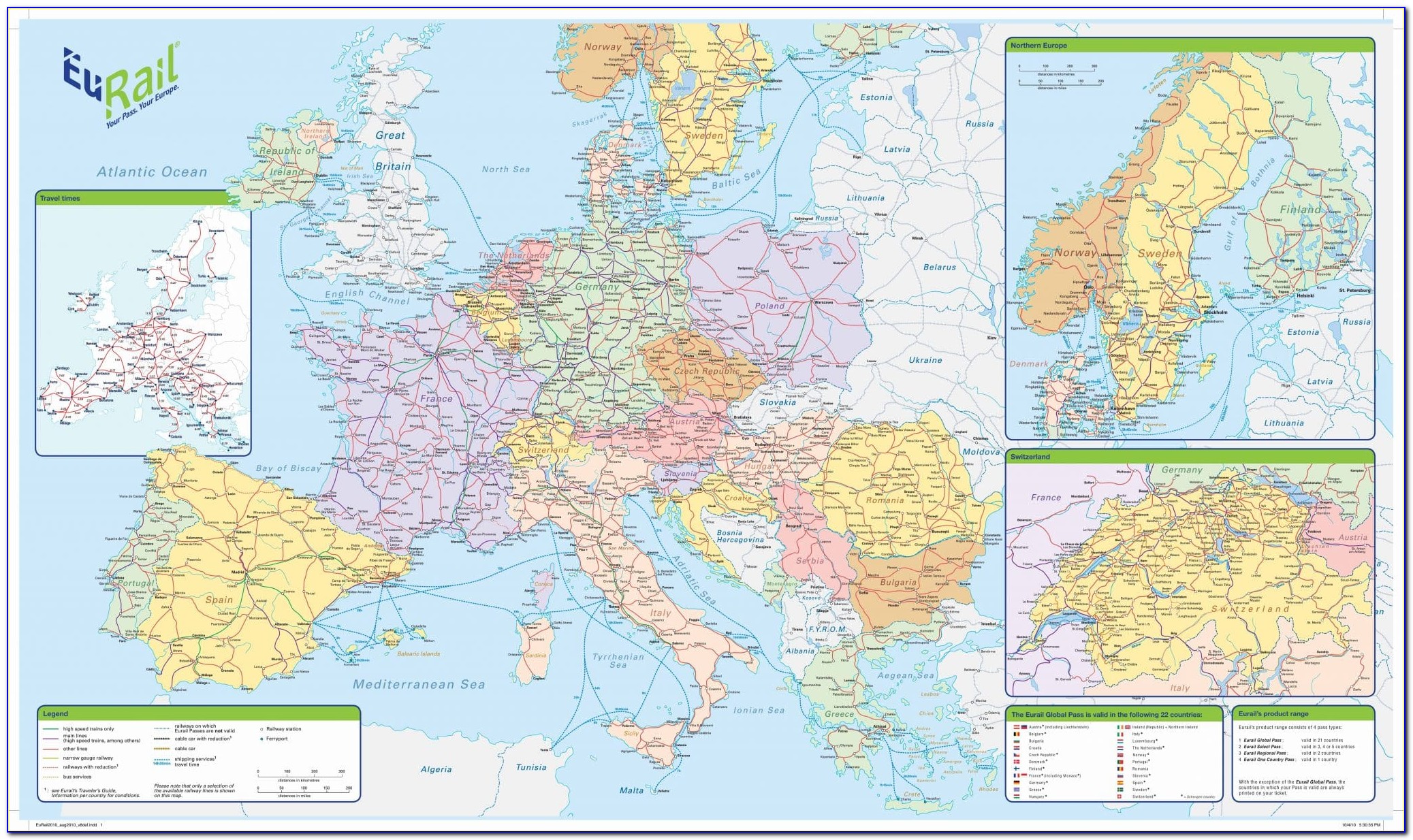 Eurail Pass Map Europe