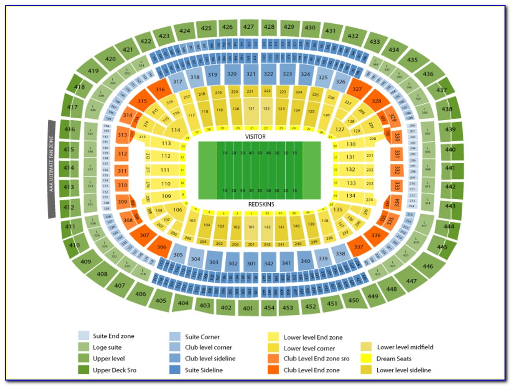 Fedex Field Seating Chart Seat Numbers