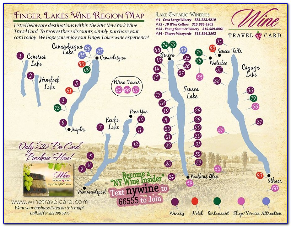 Finger Lakes Region Wineries Map