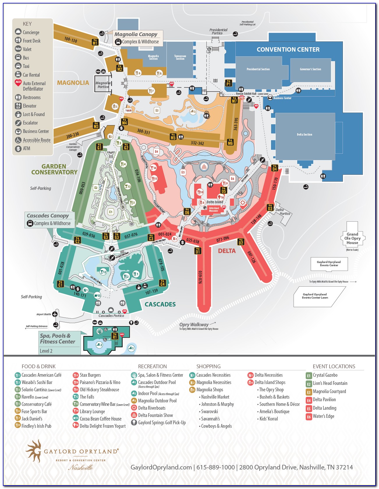 Gaylord Opryland Hotel Parking Map