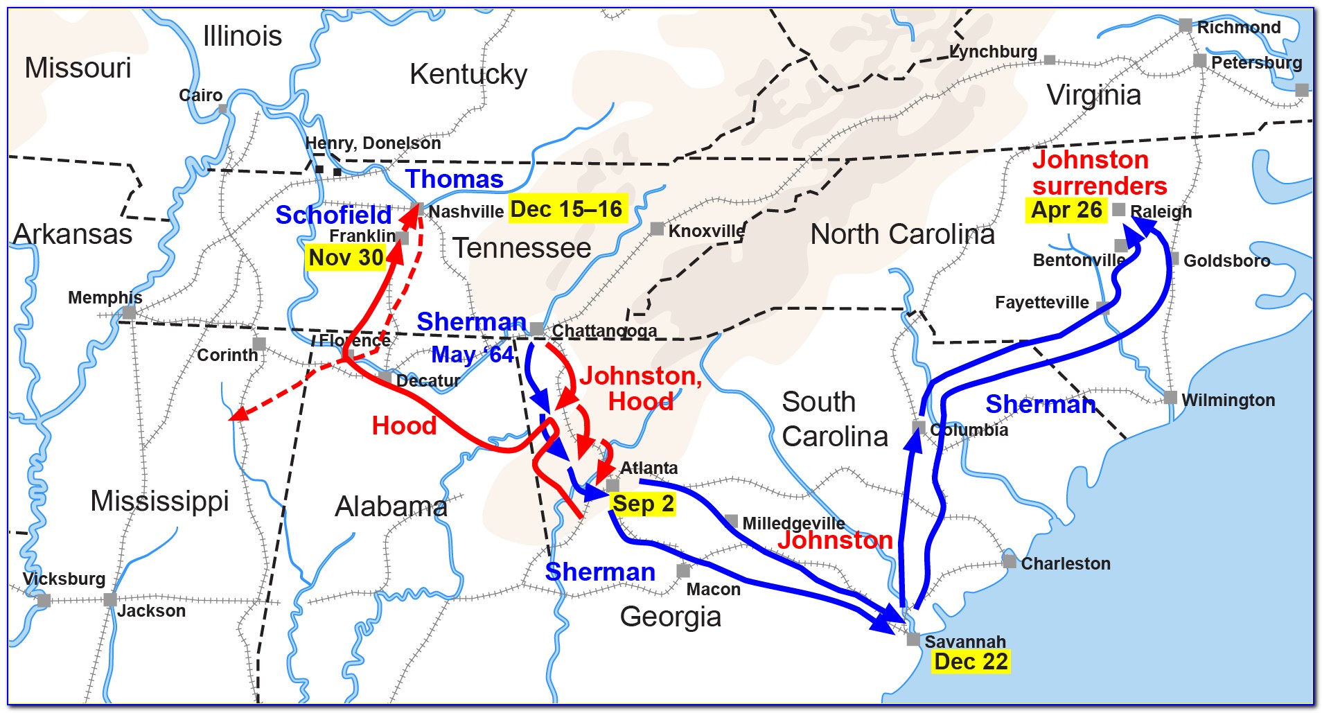 General Sherman's March To The Sea Map