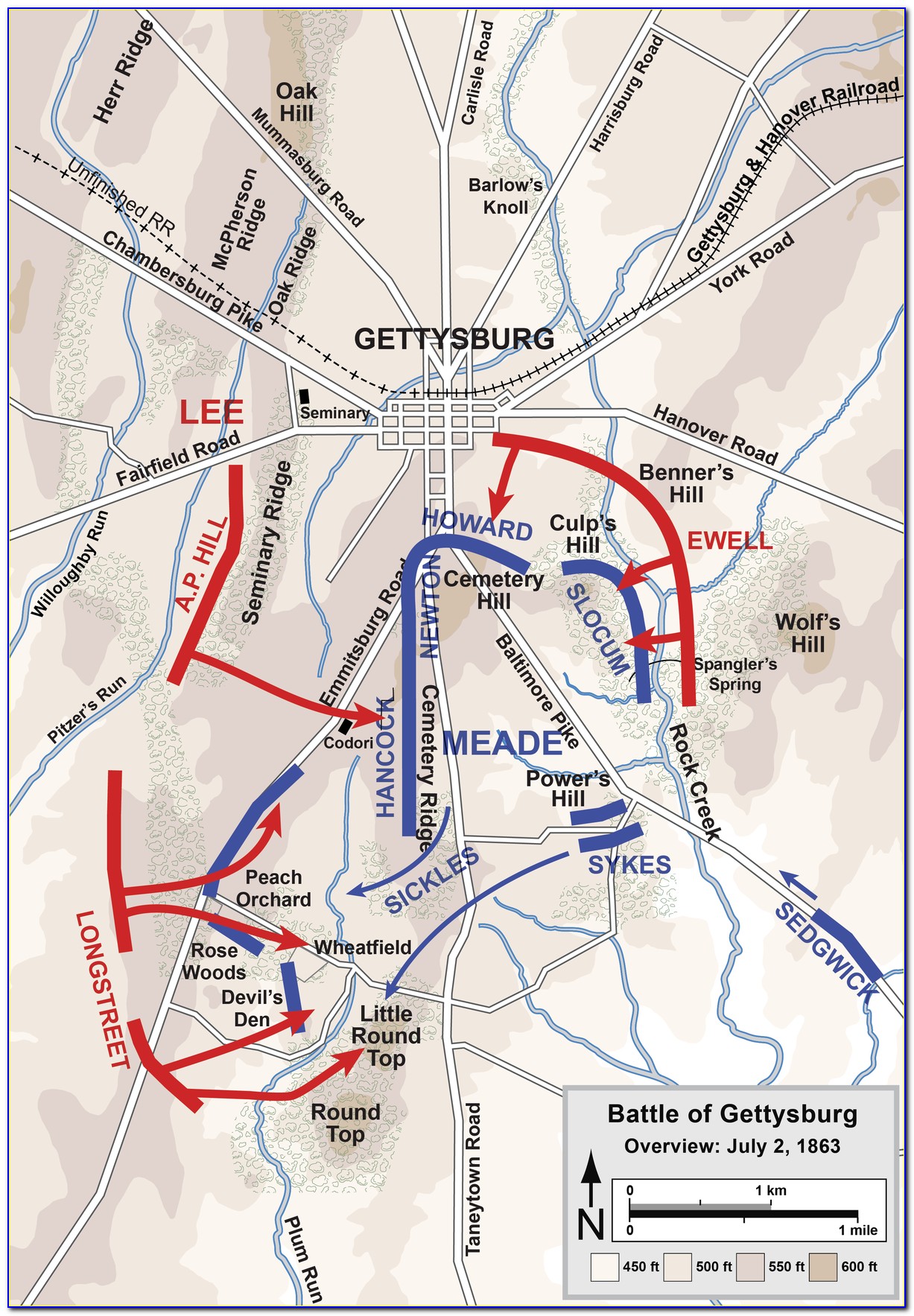 Gettysburg Battlefield Map Day 3