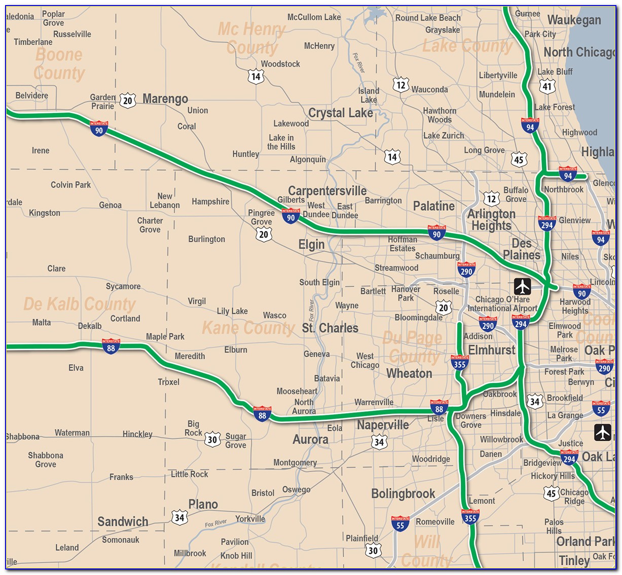 Illinois Tollway 490 Map