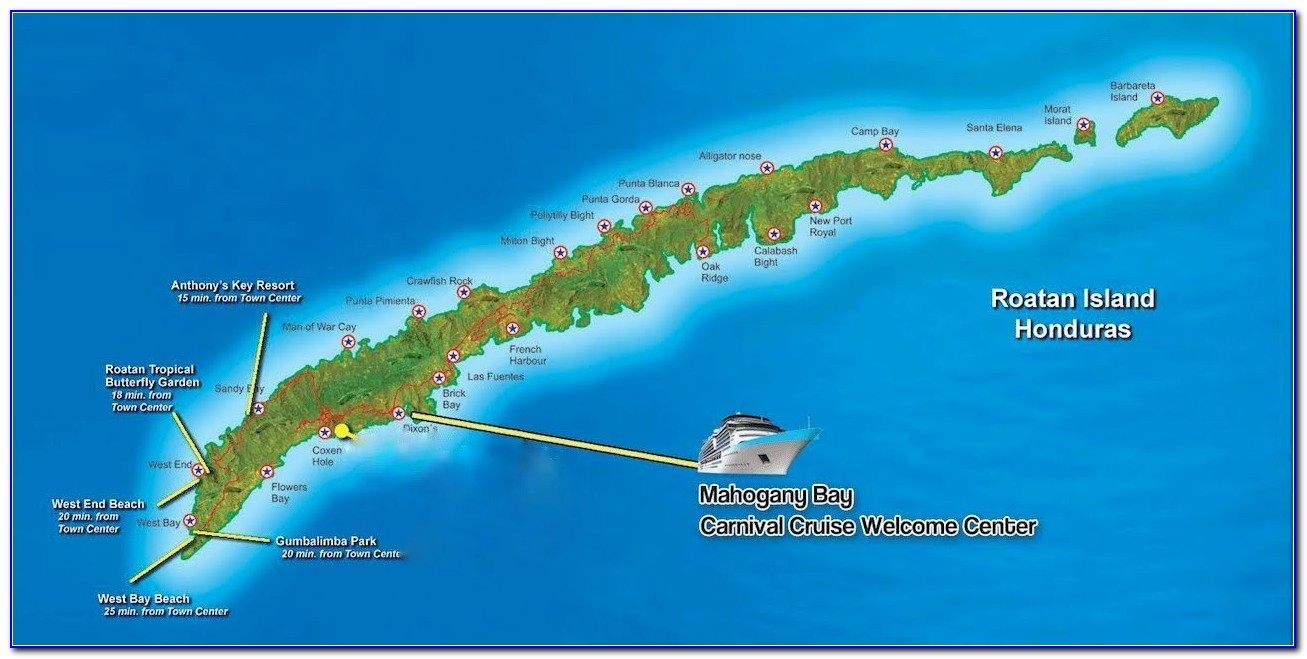 Isla Roatan Honduras Mapa