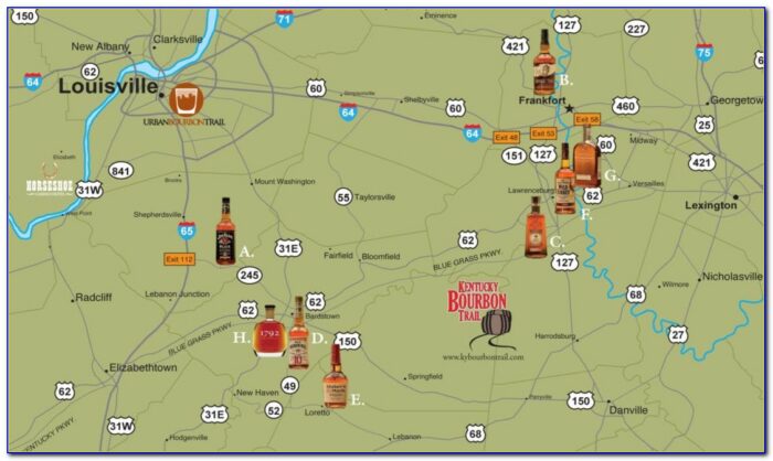 Kentucky Whiskey Distilleries Map