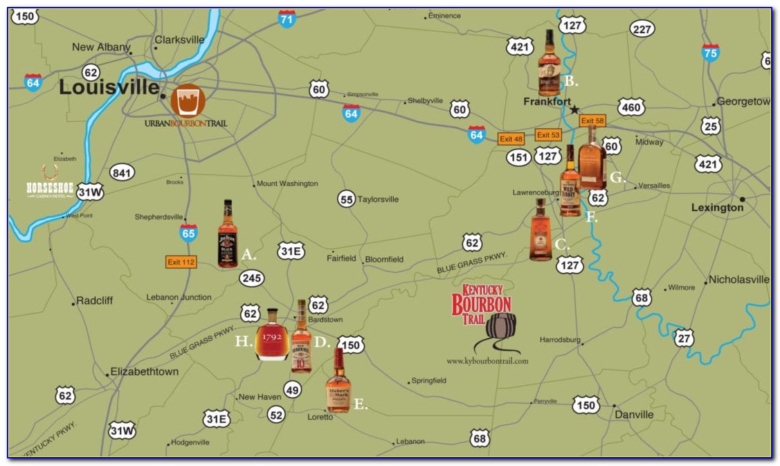 Kentucky Whiskey Distilleries Map