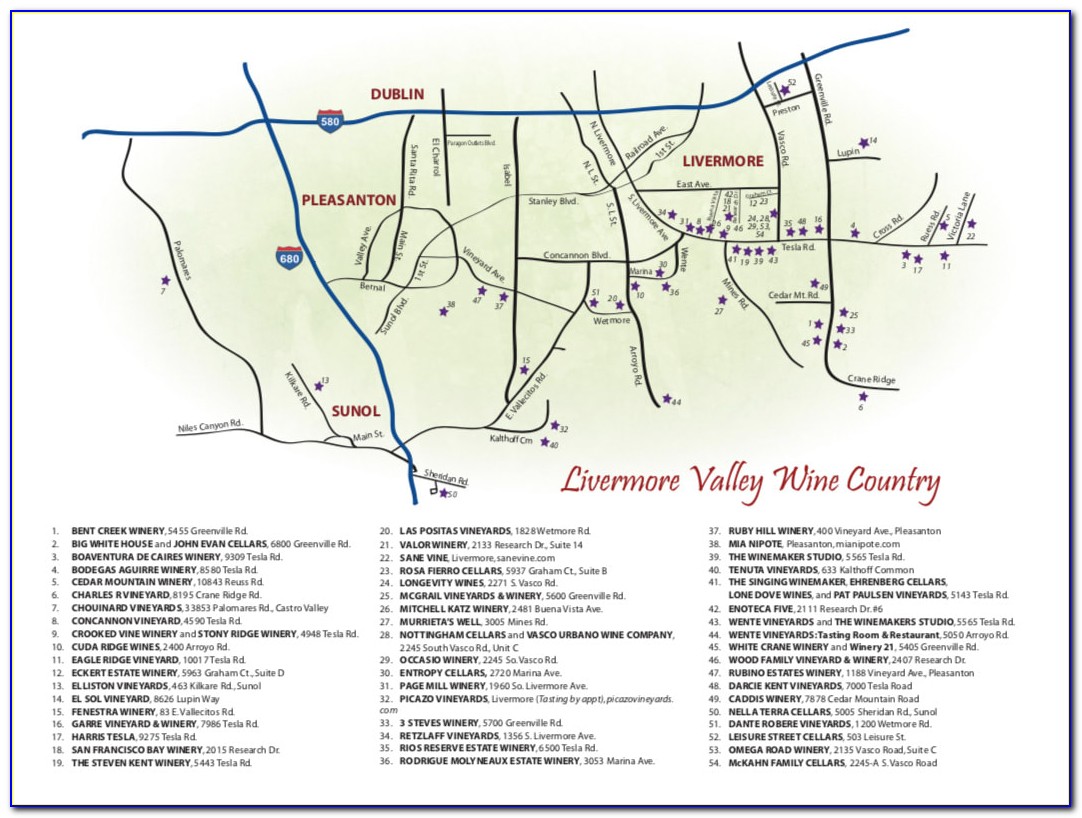 Livermore California Wineries Map