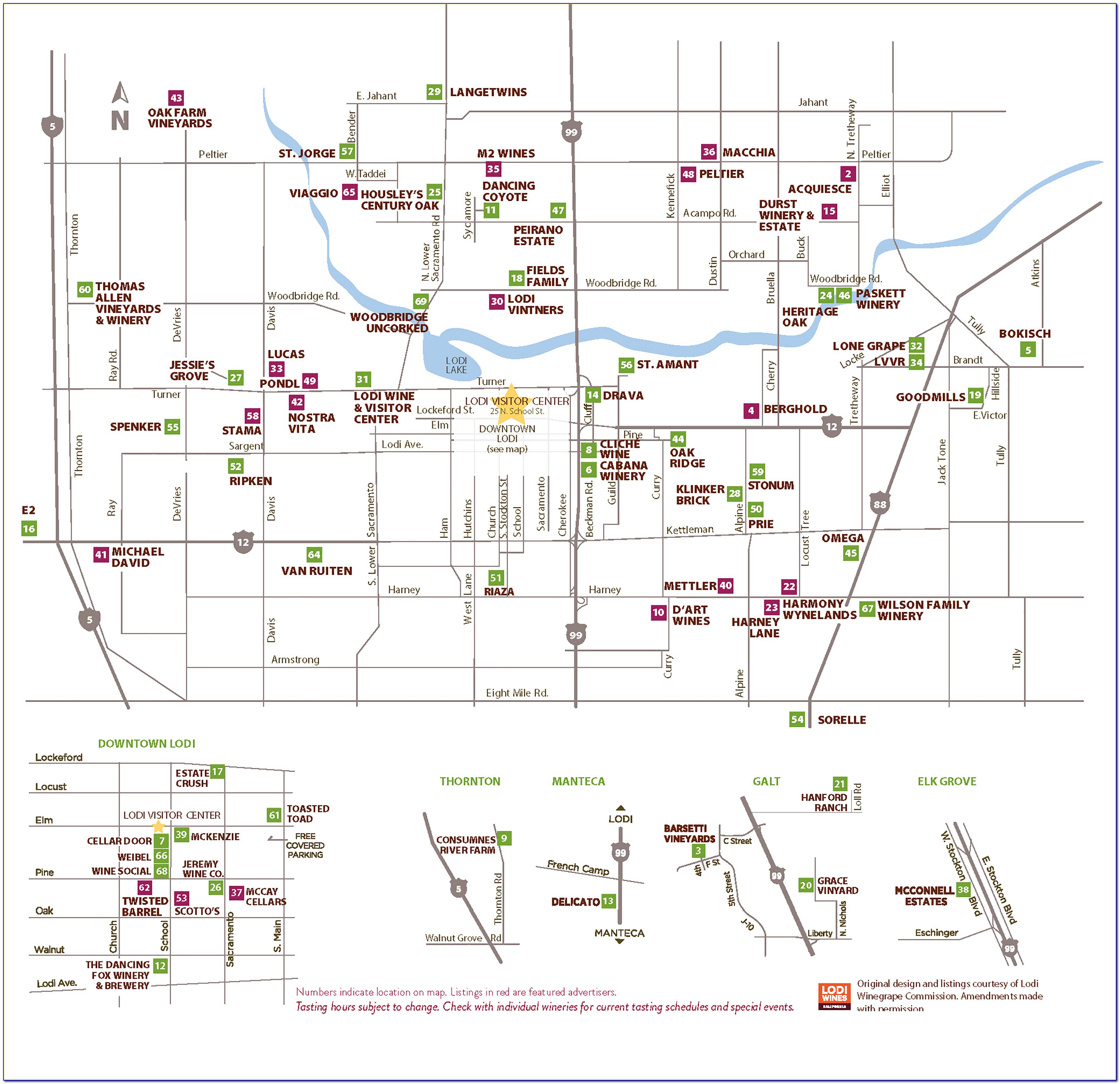 Lodi Wine Region Map