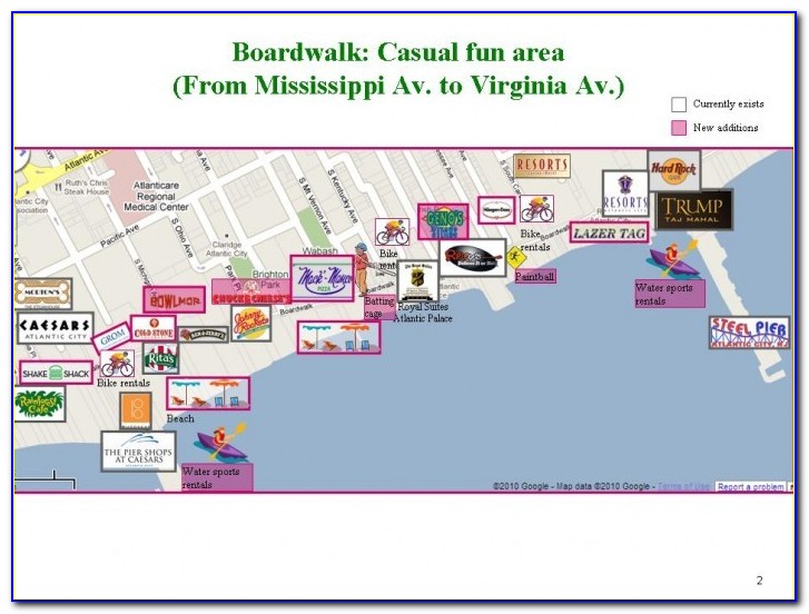Map Atlantic City Boardwalk Hotels Casinos