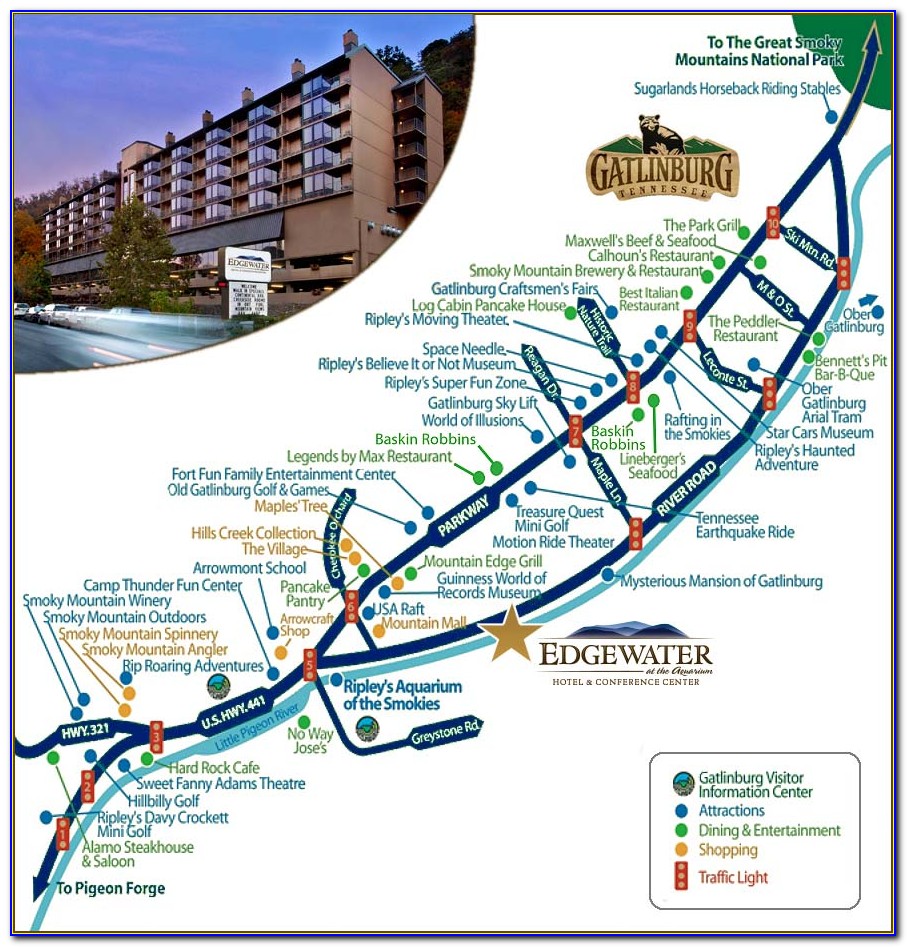 Map Of Gatlinburg Showing Hotels