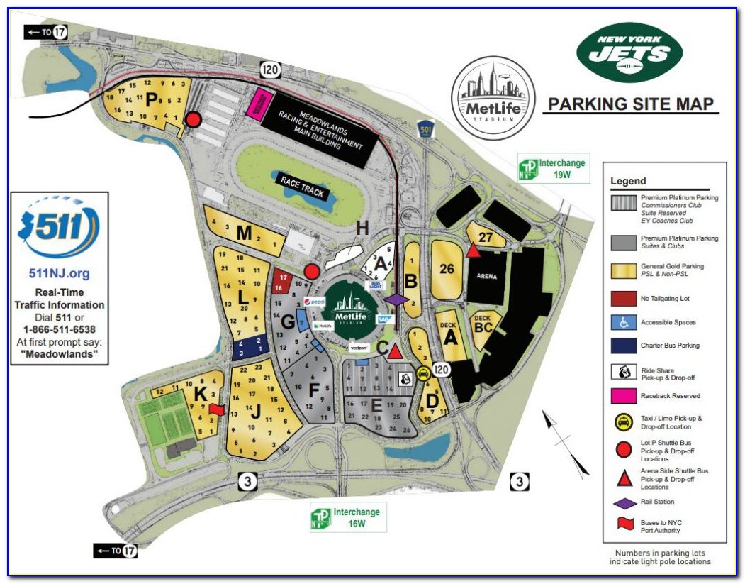 Metlife Stadium Parking Map For Giants Game