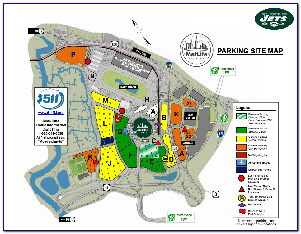 Metlife Stadium Parking Map Jets