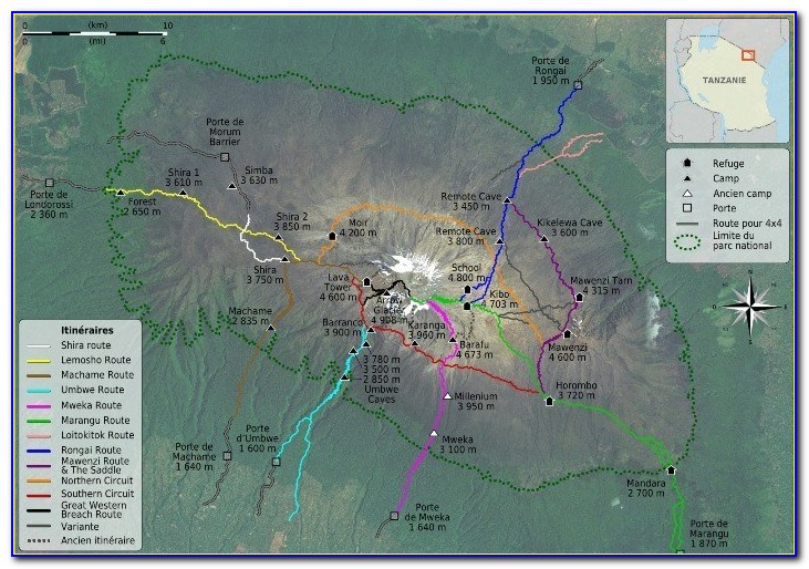 Mt. Kilimanjaro Topographic Map