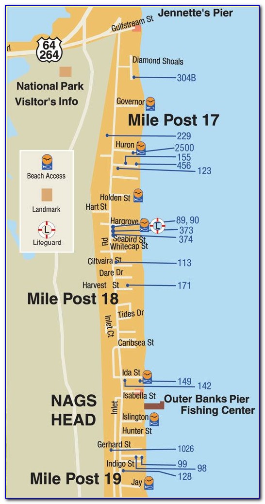 Nags Head Nc Map With Mileposts