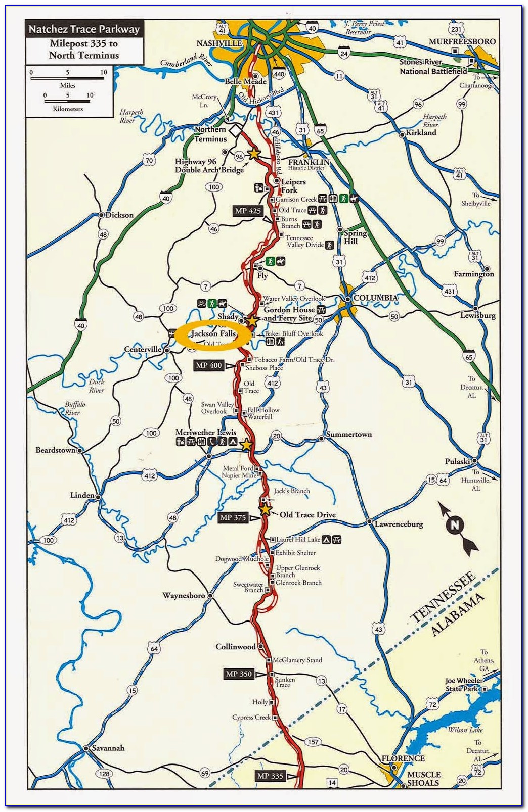 Natchez Trace Map Alabama