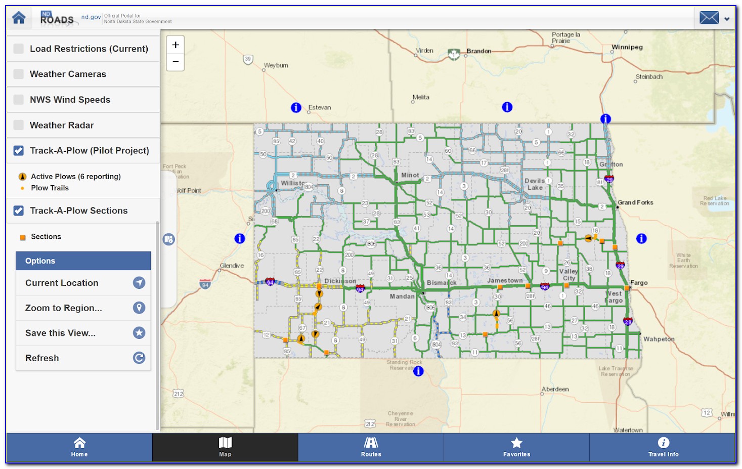 Nddot Travel Conditions Map