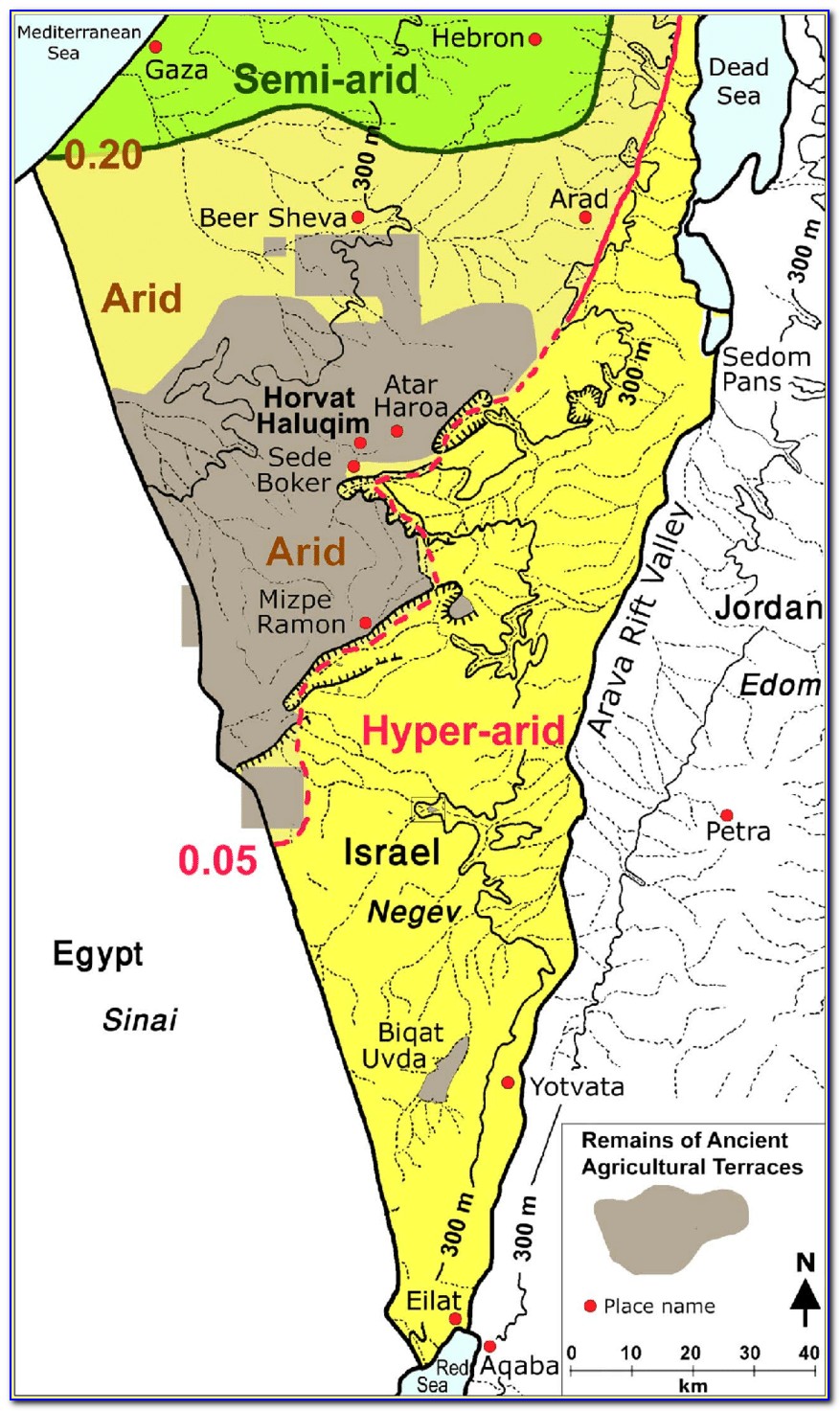 Negev Desert Map Israel