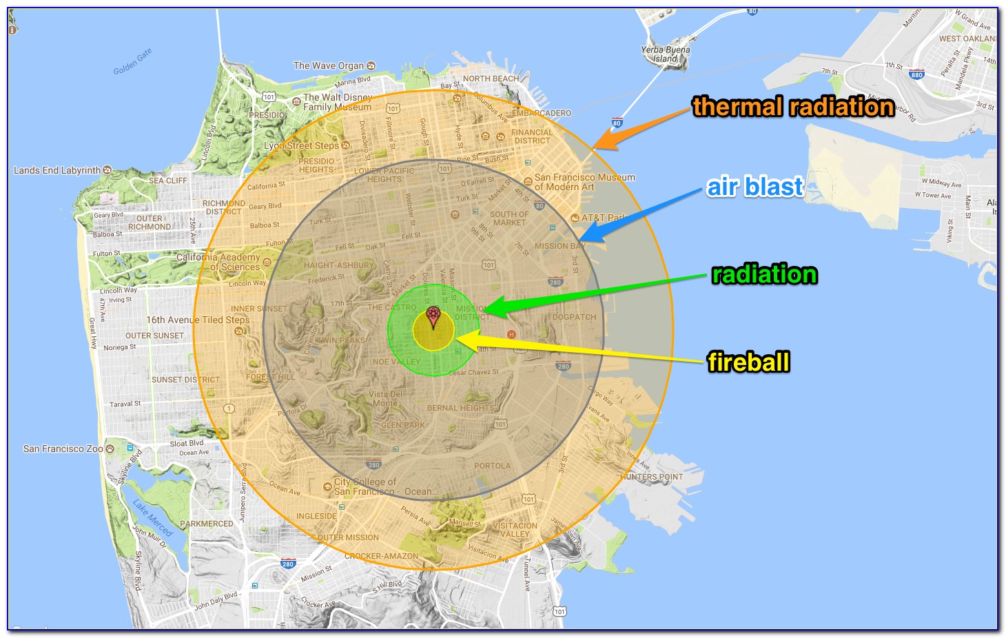 Nuclear Bomb Radius Map Chicago