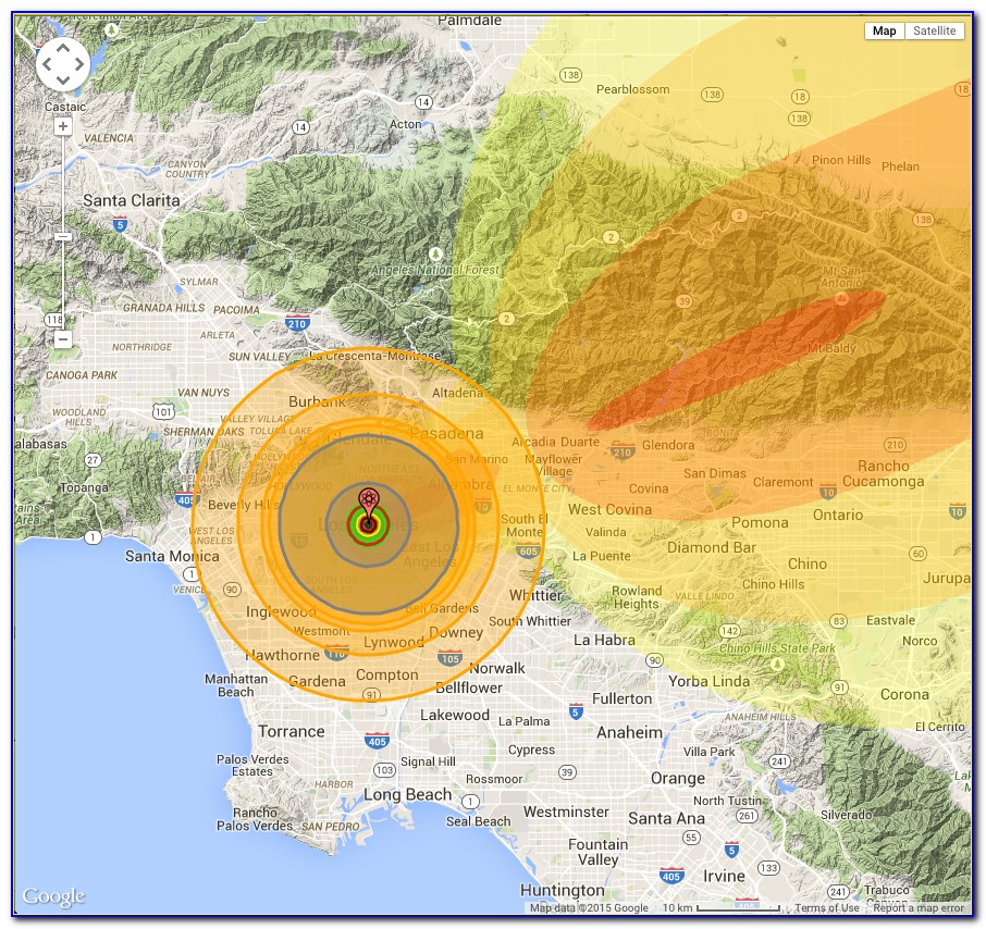 Nuclear Bomb Radius Map Los Angeles