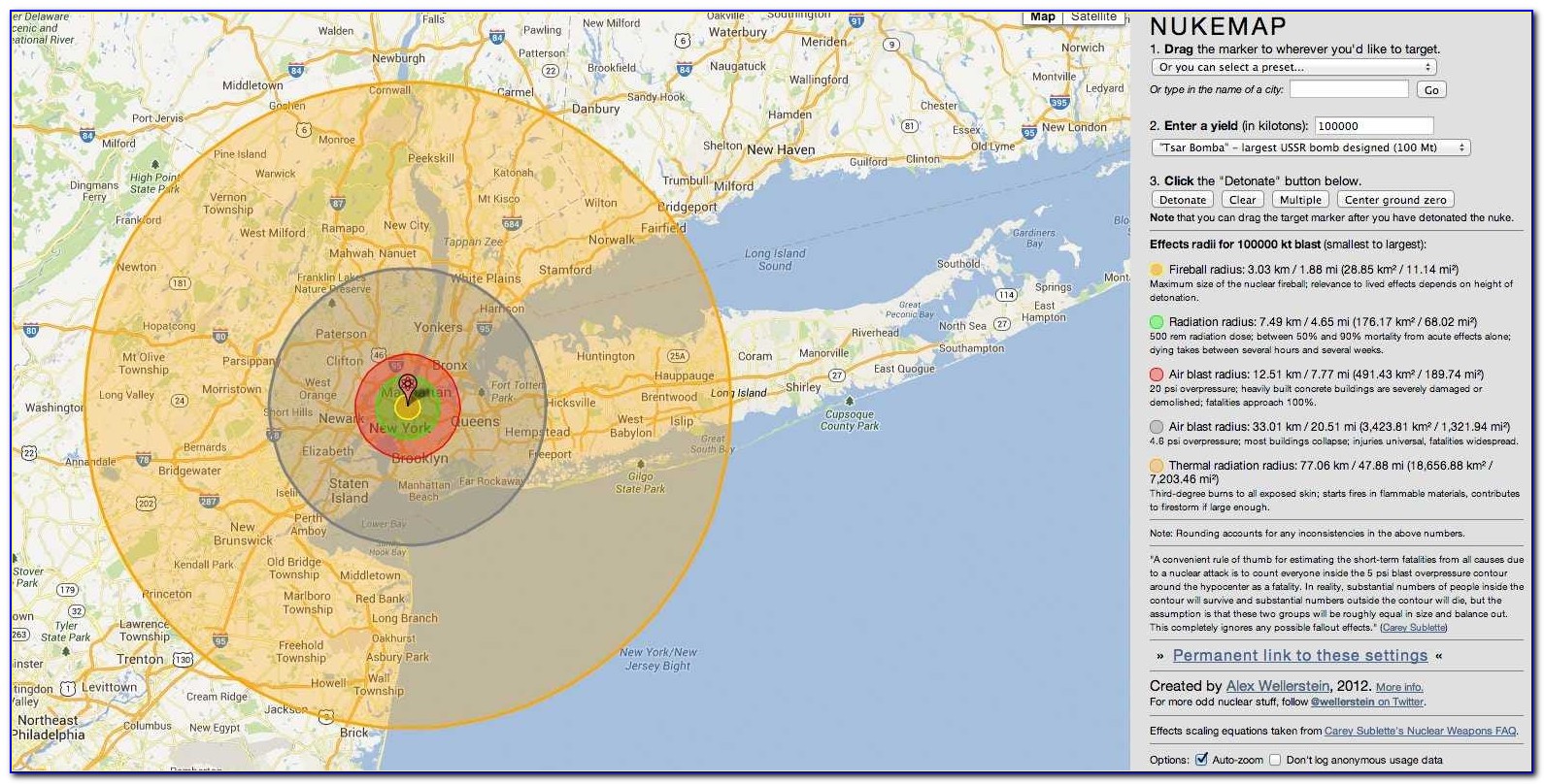 Nuclear Bomb Radius Map Nyc