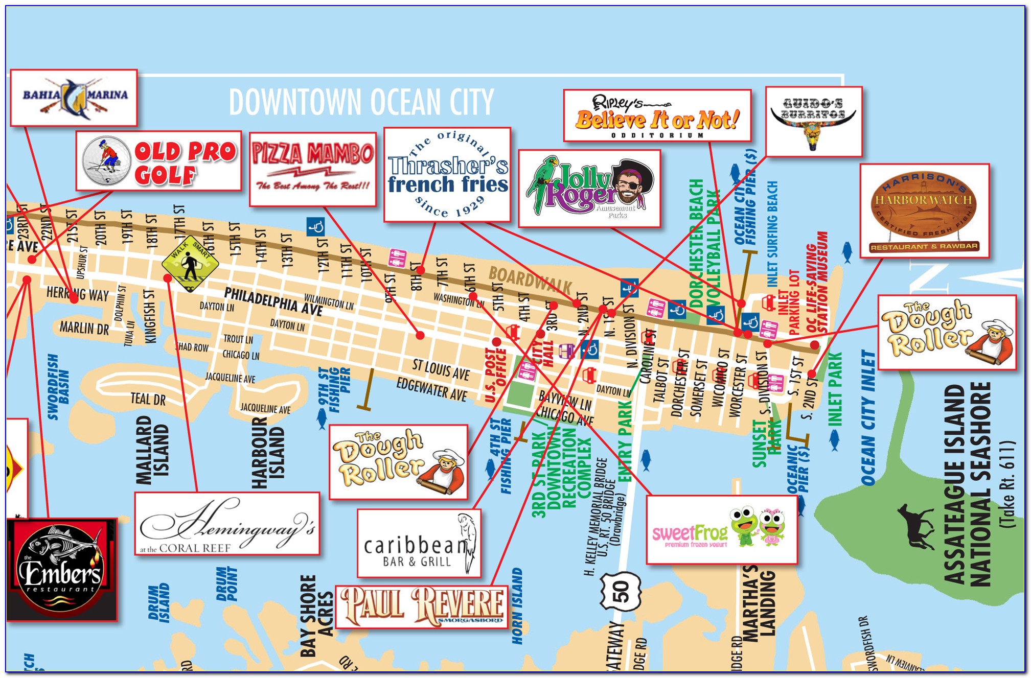 Ocean City Md Boardwalk Hotels Map
