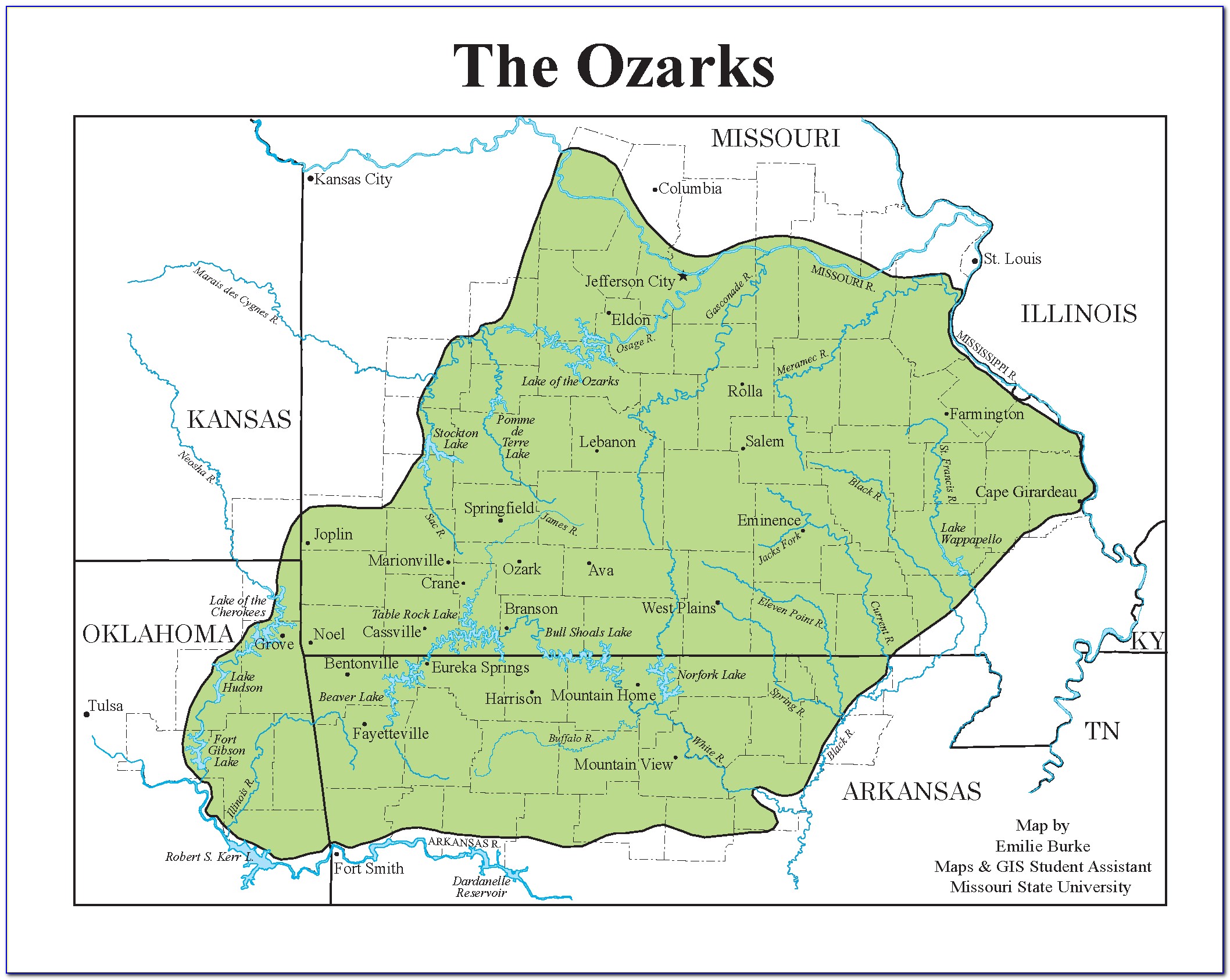 Ozark Mountains Topographic Map
