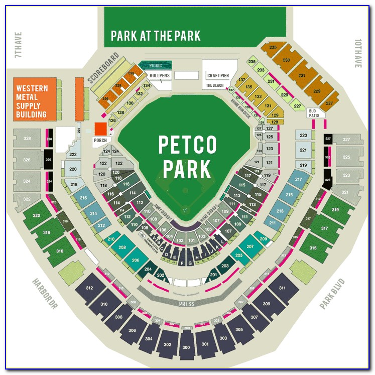 Petco Park Seating Chart With Row Numbers