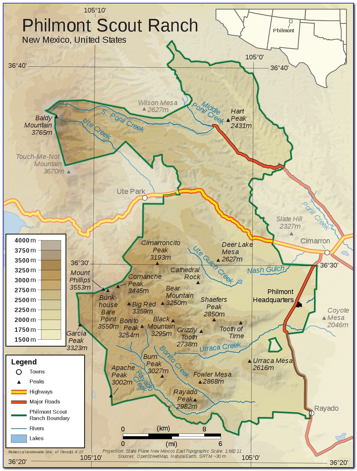 Philmont Scout Ranch Topo Map